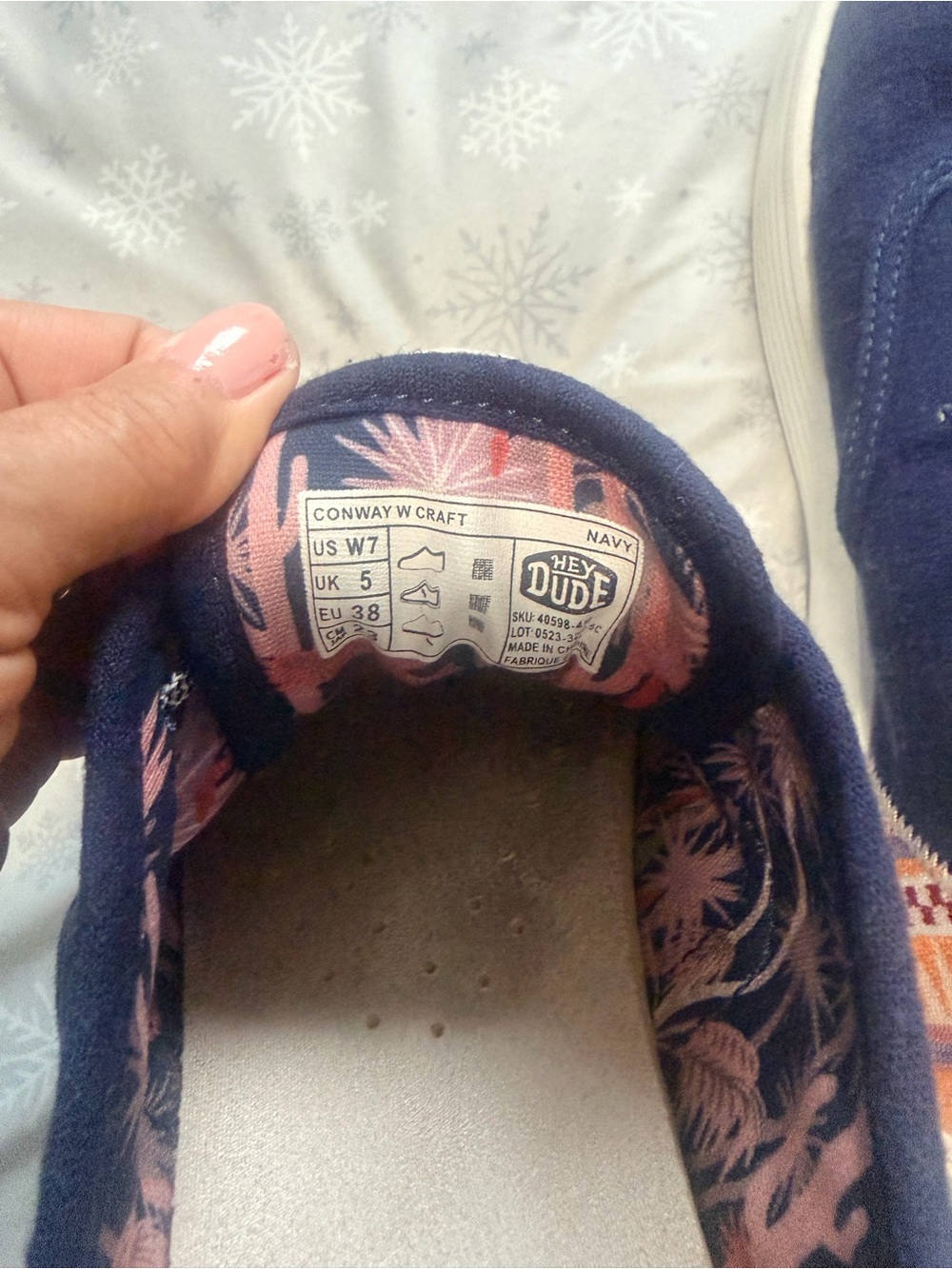 Hey Dude Navy Slip-On Sneakers with Woven Heel Accent Size 7 - Picture 4 of 6